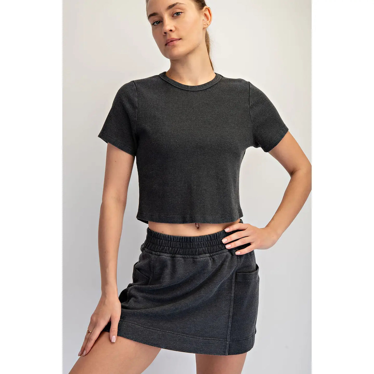 Ribbed Short Sleeve Top