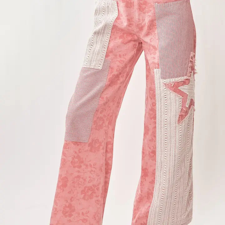 Floral Patch Red/Pink Pants