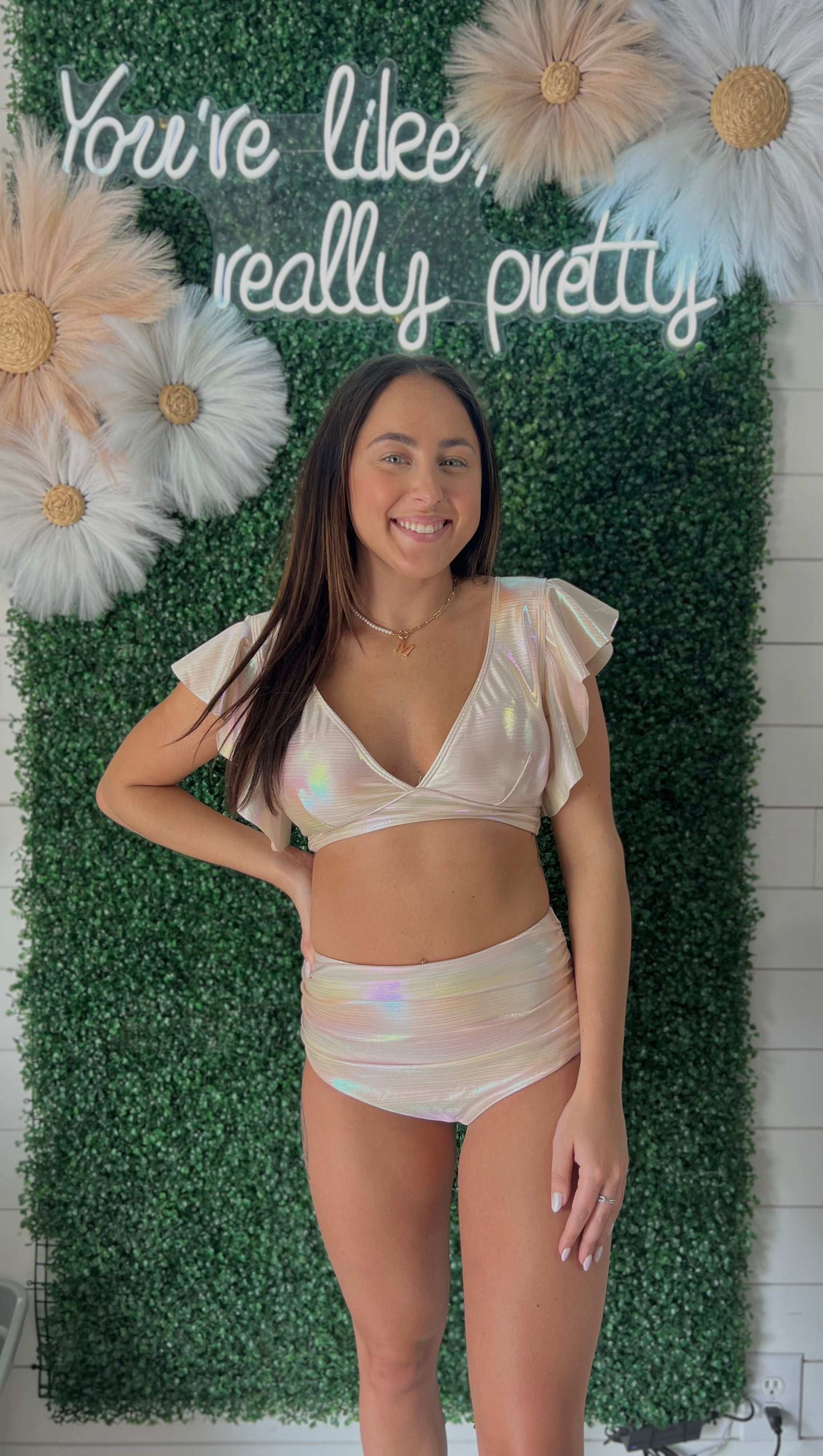 Pearl Cream High Waist 2 Piece
