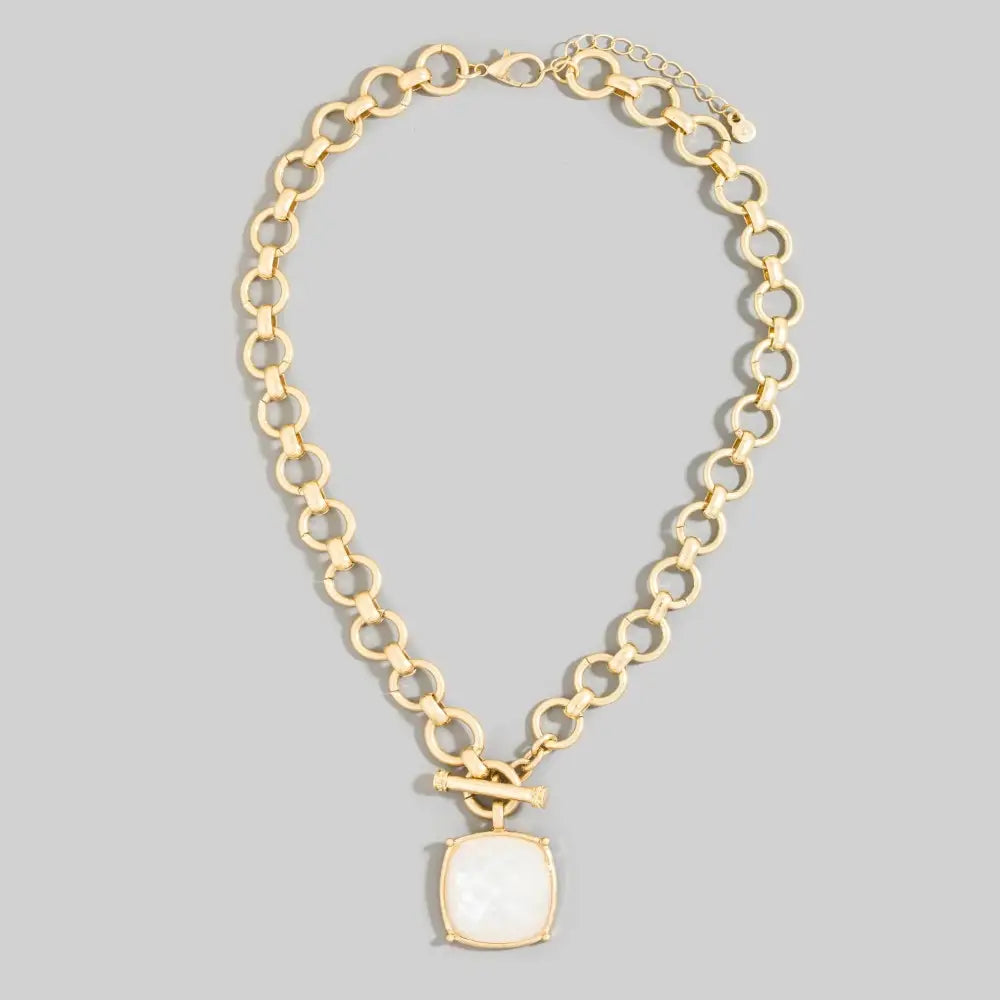 Square Stone Pendant Necklace