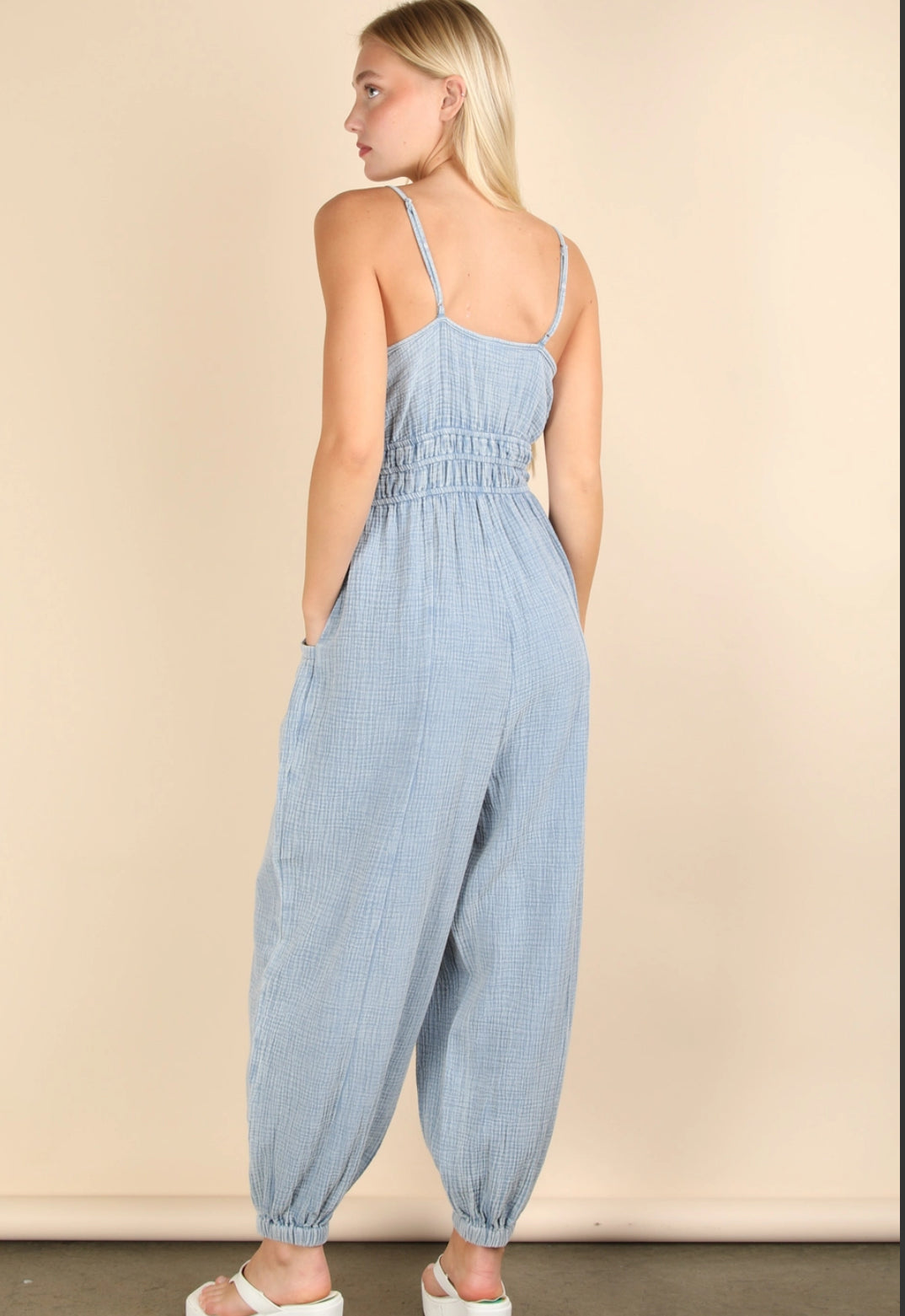 Mineral Washed Cotton Jumpsuit