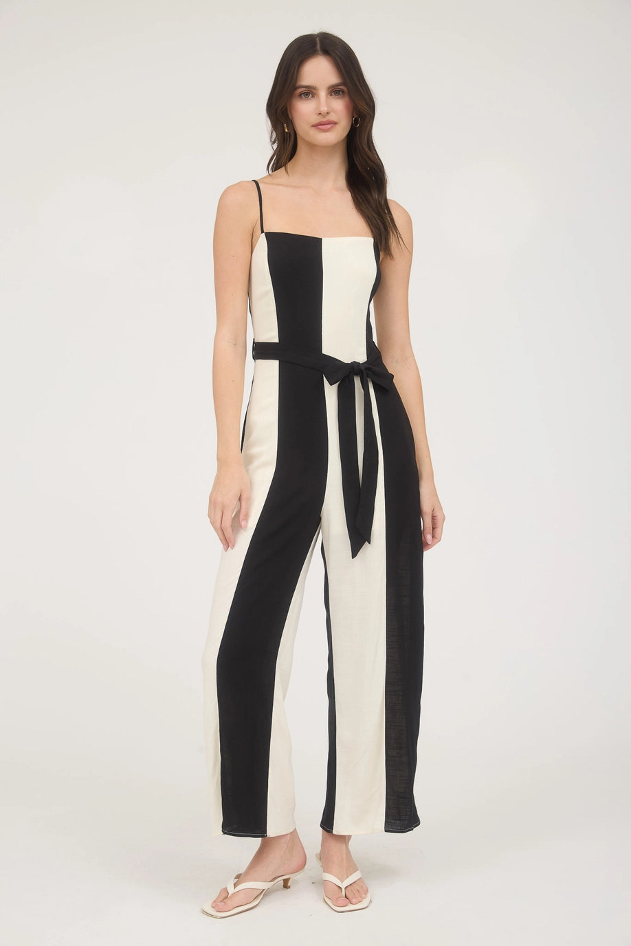 Spaghetti Strap Belted Jumpsuit