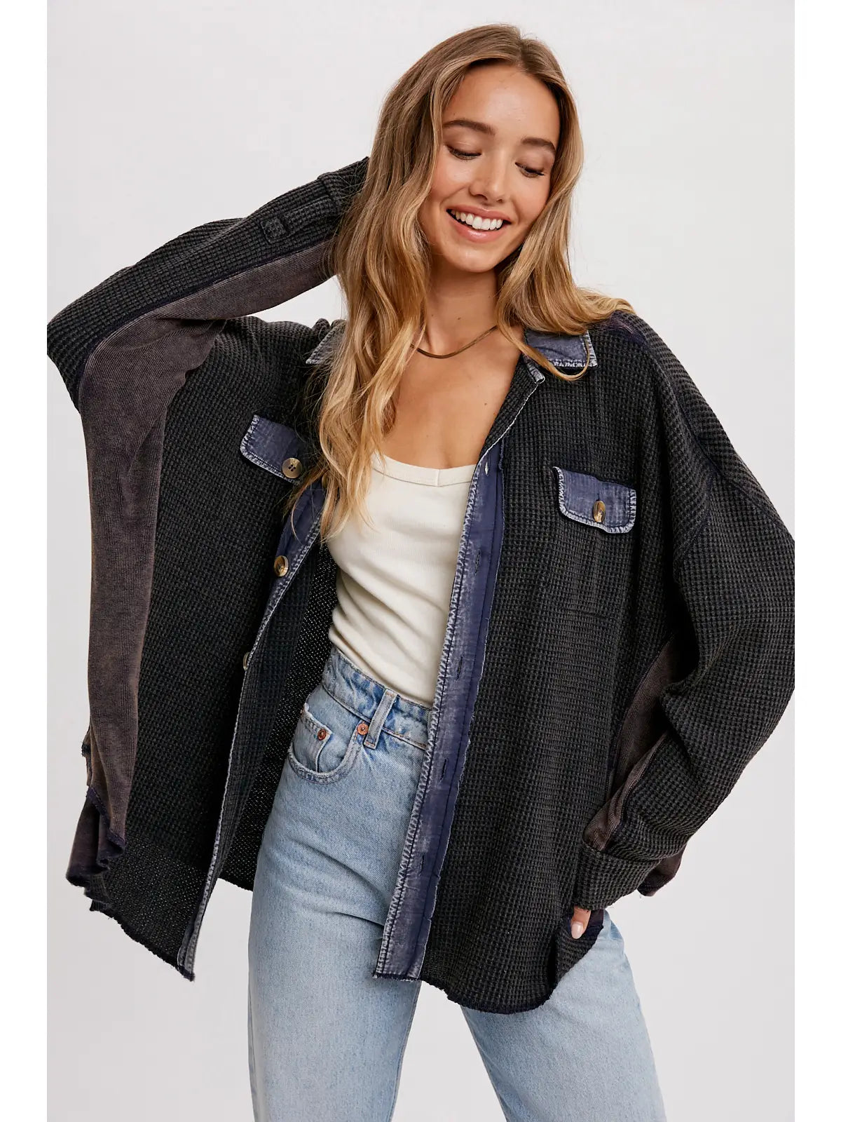 Slouchy Waffle Knit Jacket
