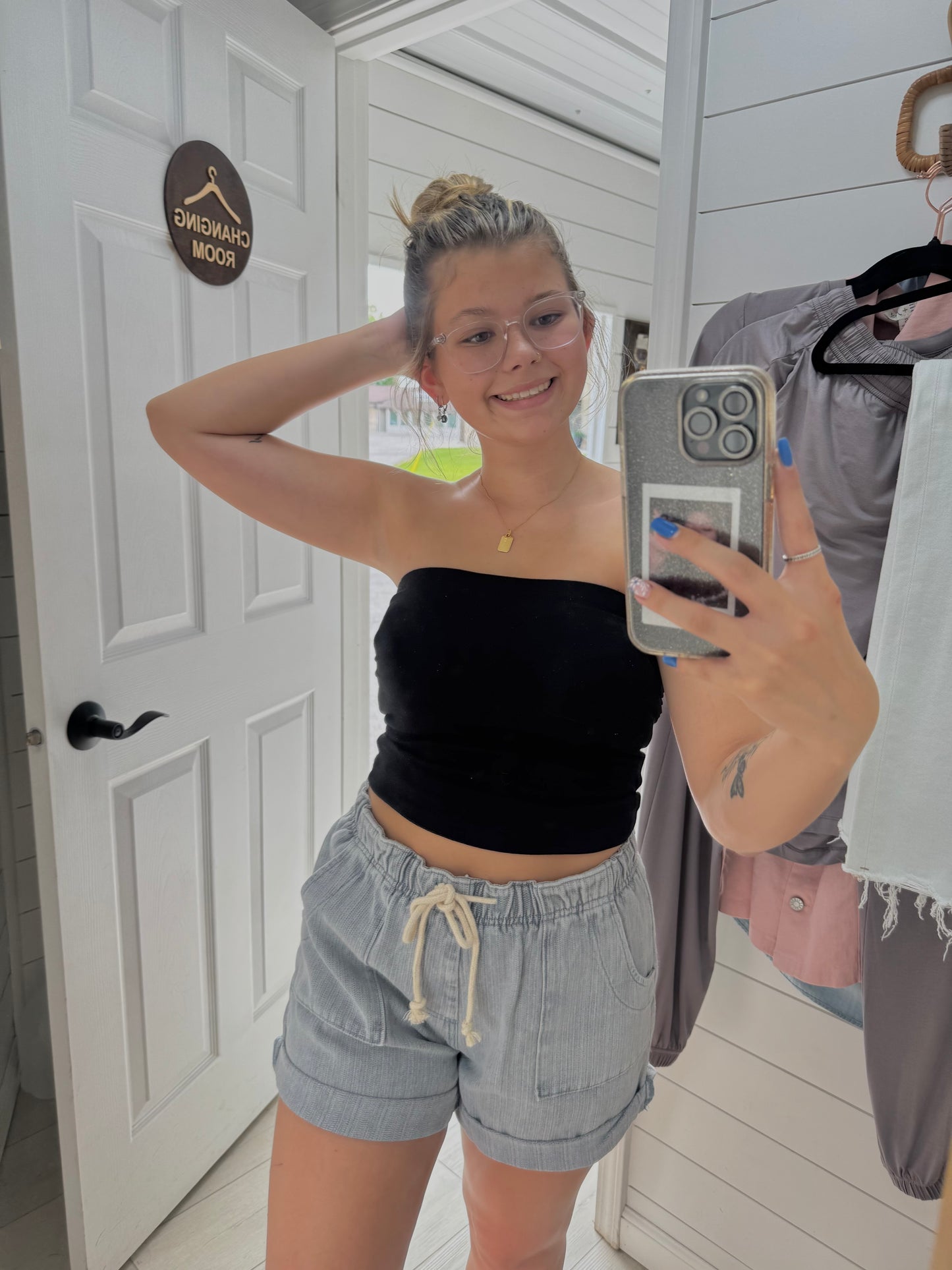Denim Draw String Shorts