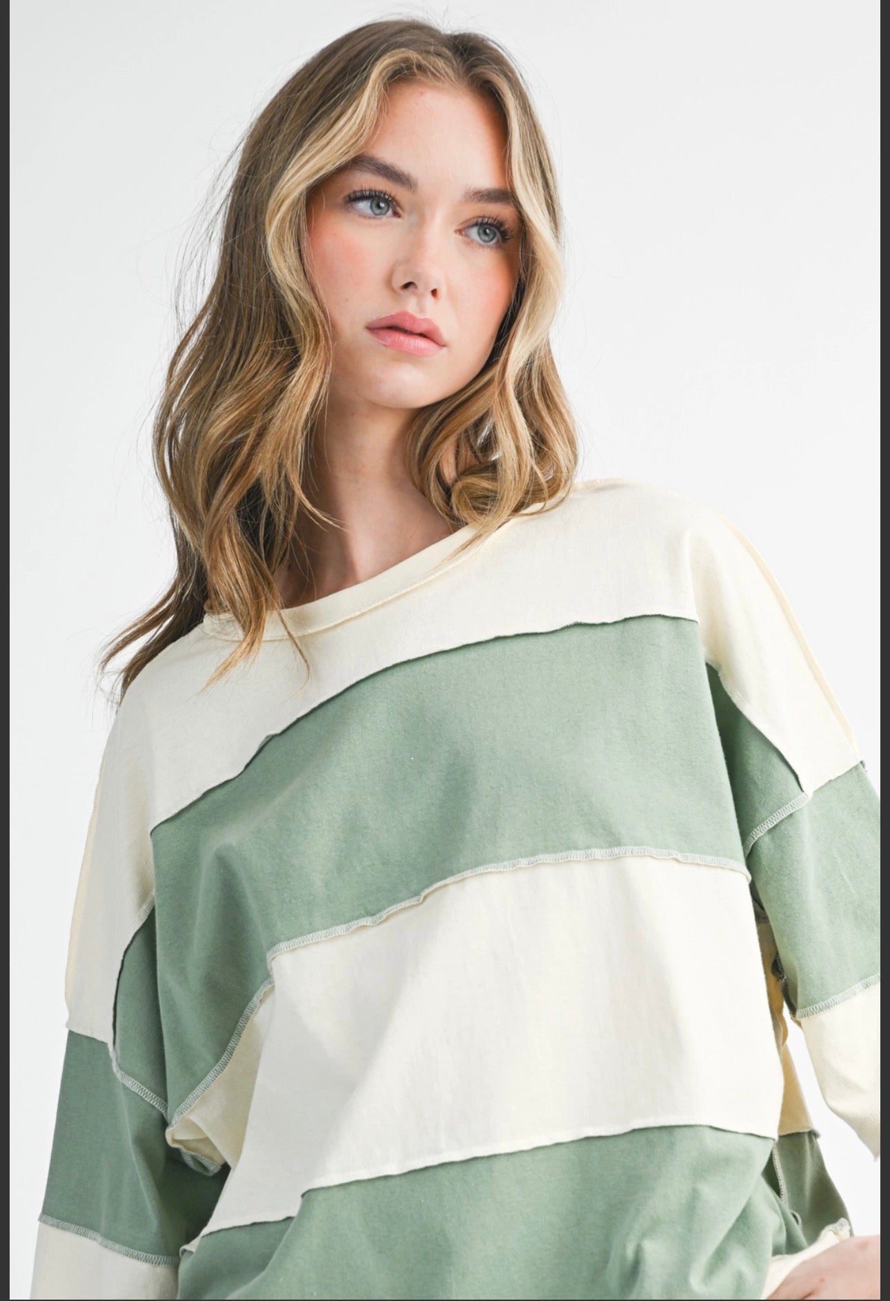 Contrast Long Sleeve Slouch Shirt