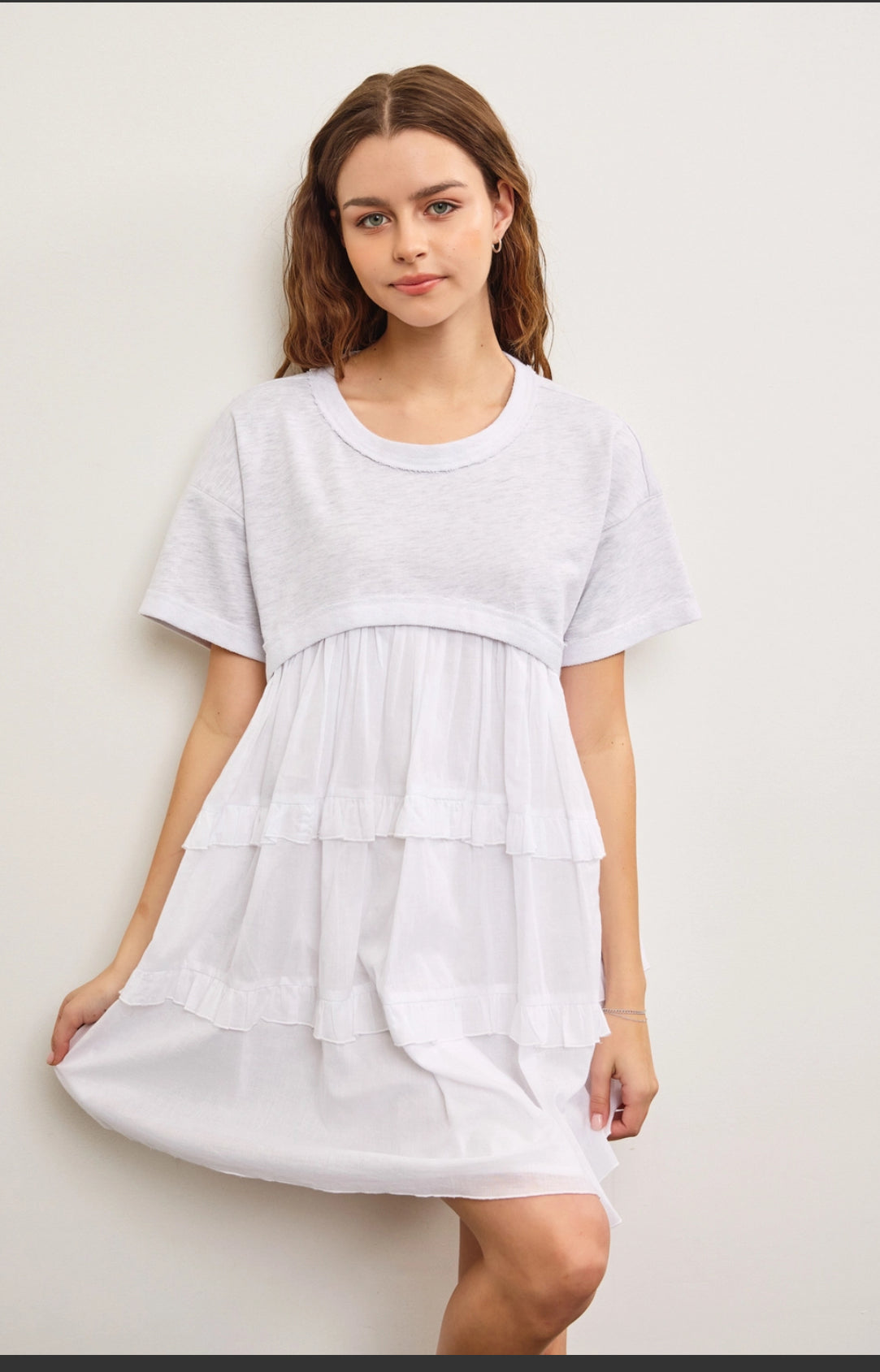Ruffled Baby Doll Dress Short sleeve