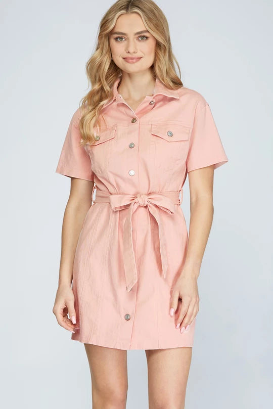 Short Sleeve Dress W/ Sash