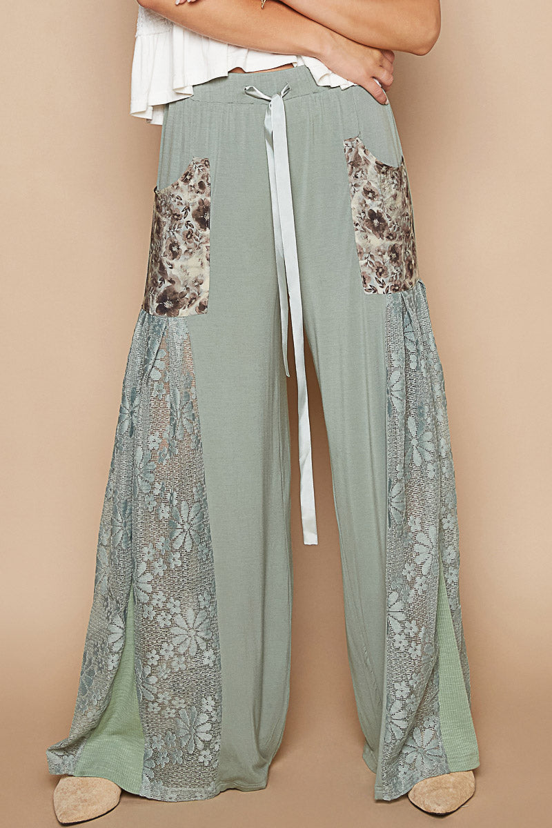 Relaxed Wide Leg Print Pants