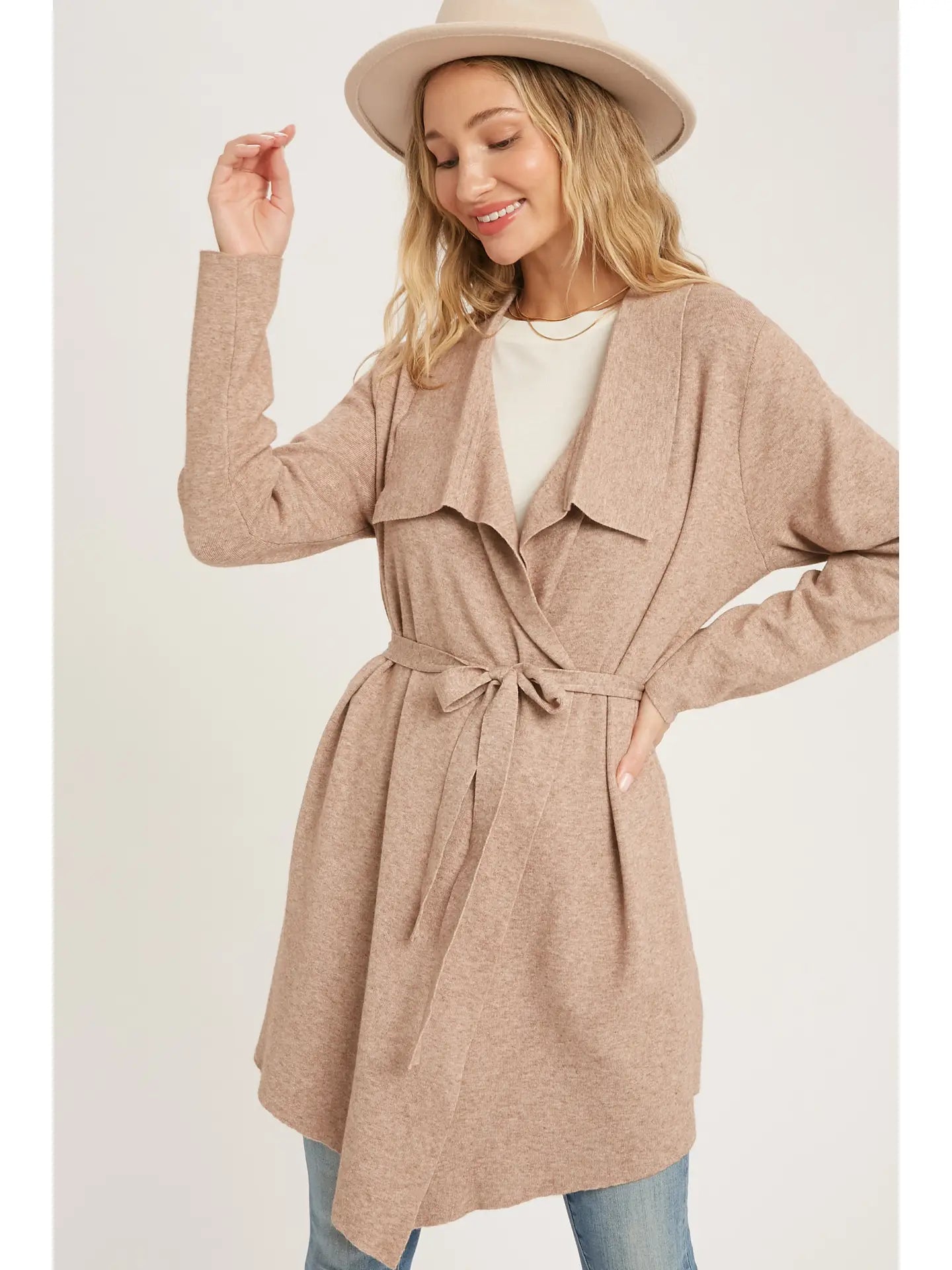 Drape Front Trench Cardigan