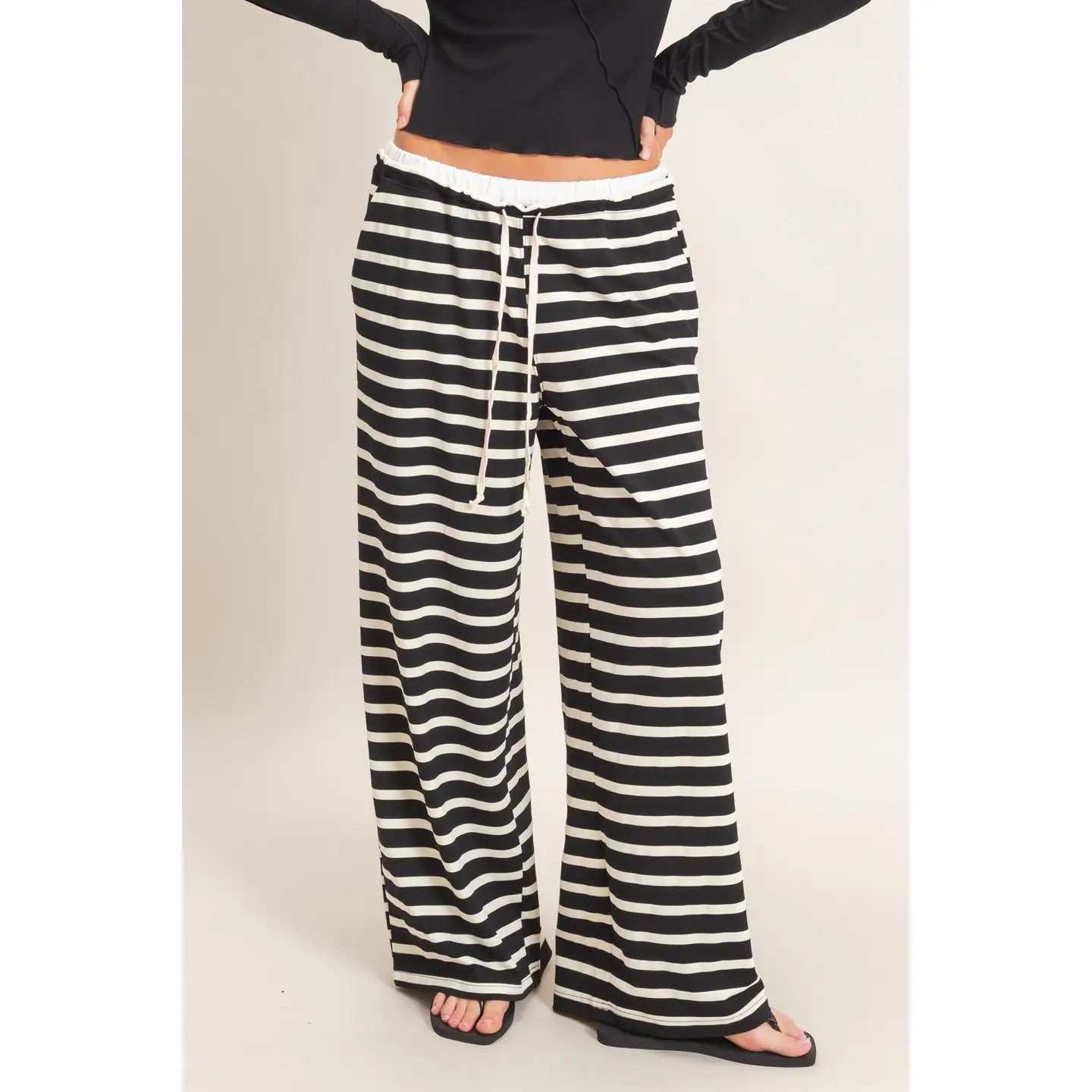 Black & Cream Striped Pants