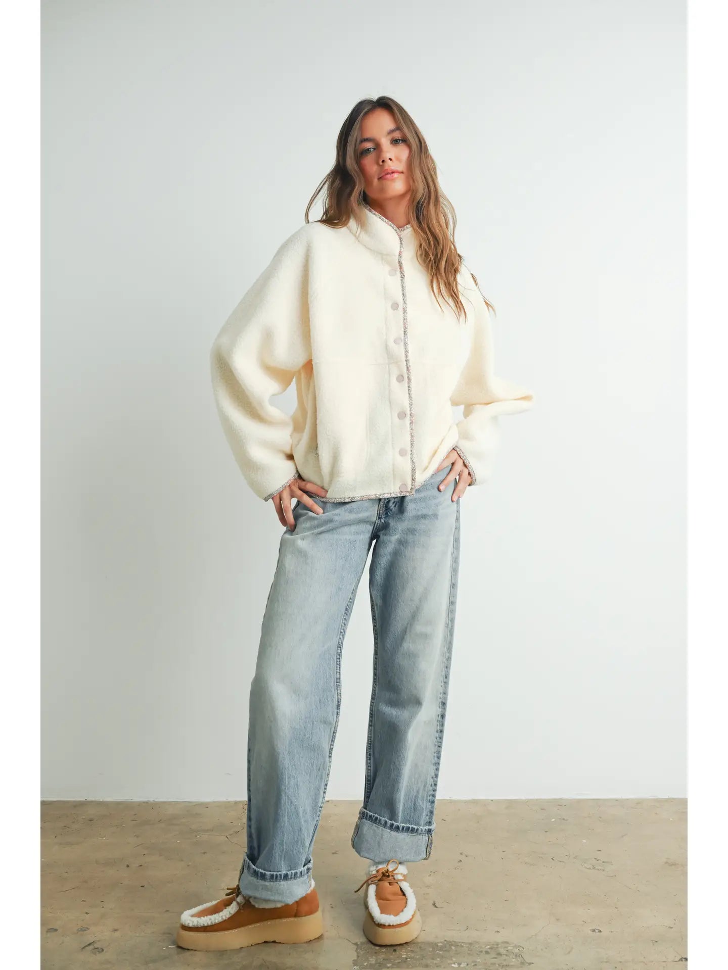 Snap Mock Neck Sherpa