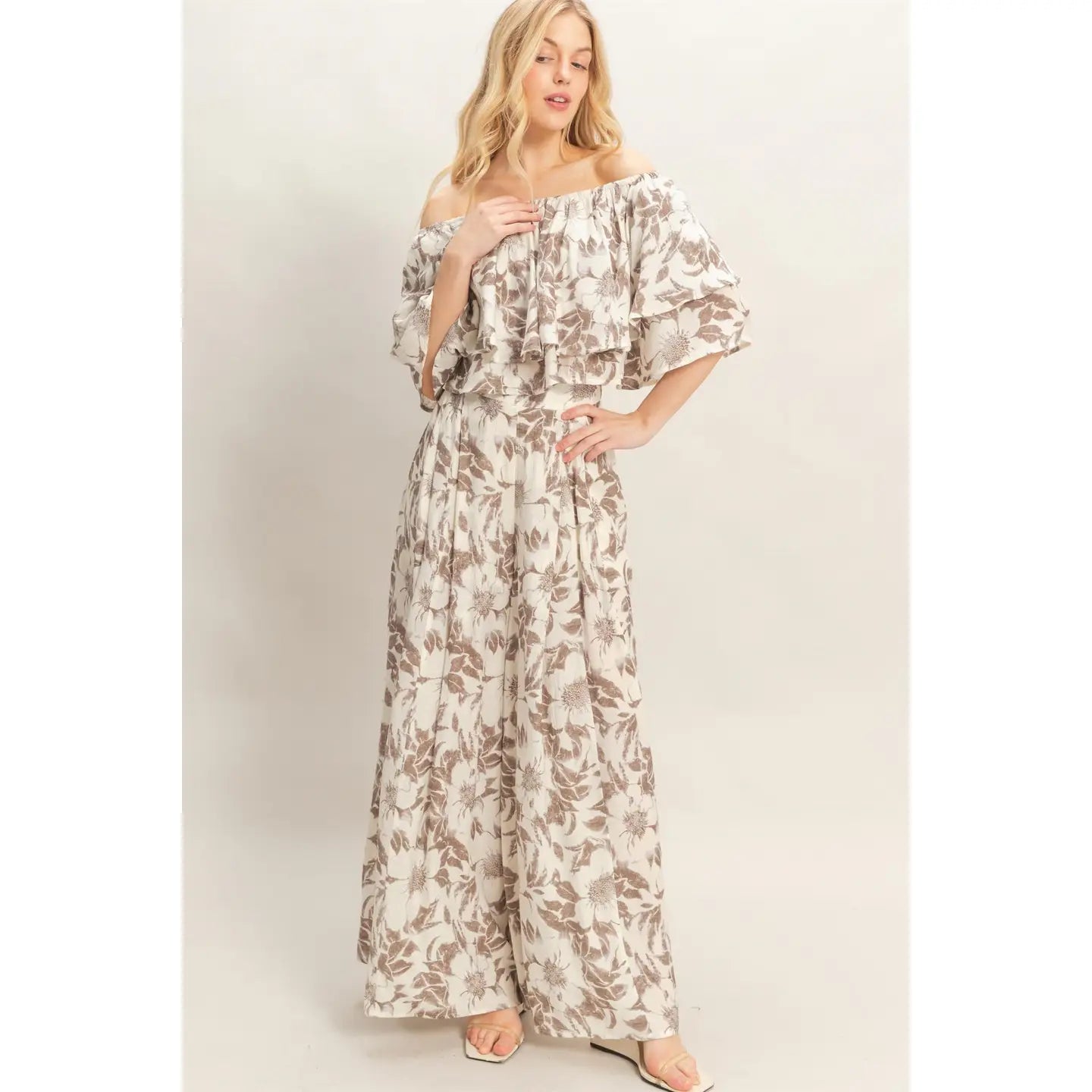 Floral Off Shoulder Top/Pant Set
