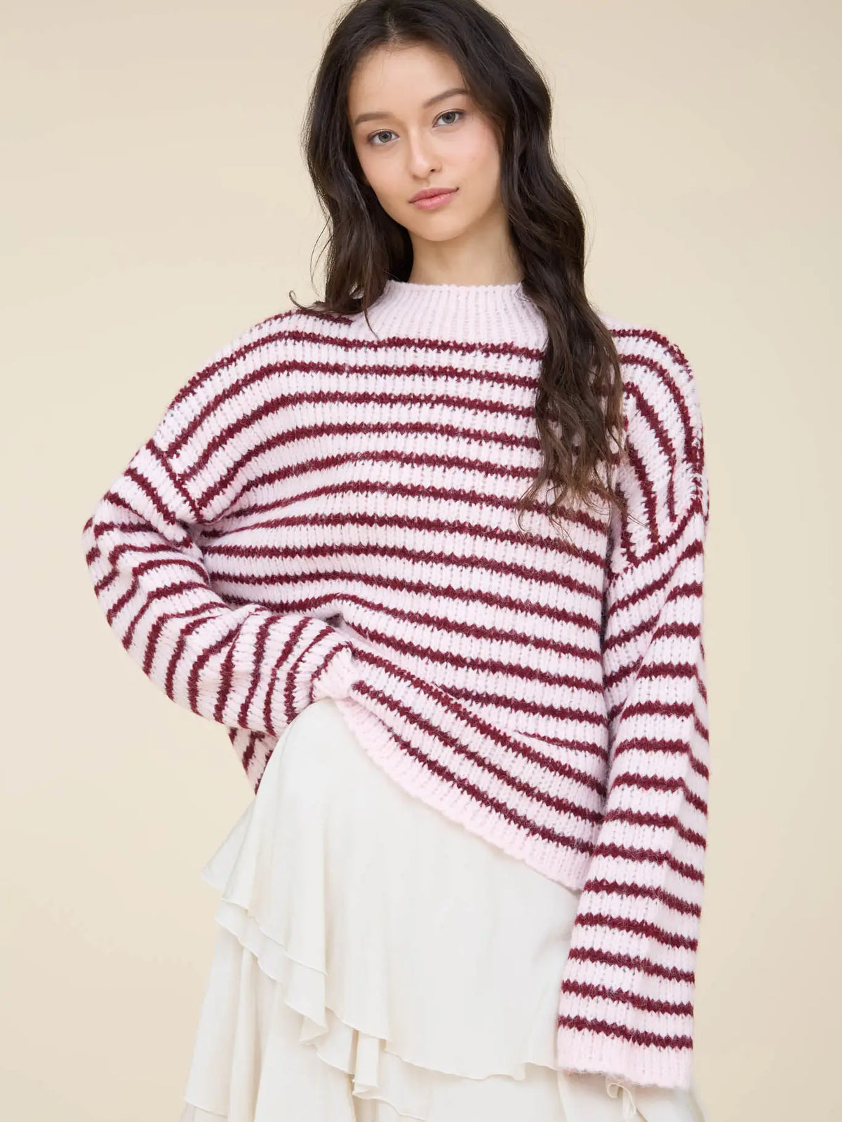 Rolled Edge Striped Sweater