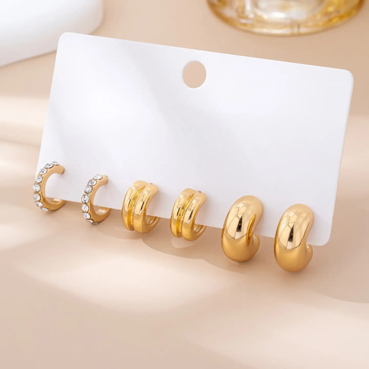 Puffy Hoop Trio Earring Set