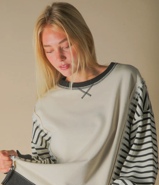 Oversized Striped Knit Top