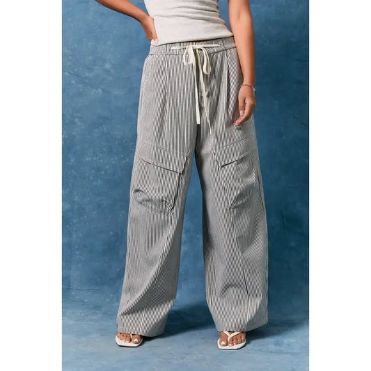 Navy Striped Baggy Pant