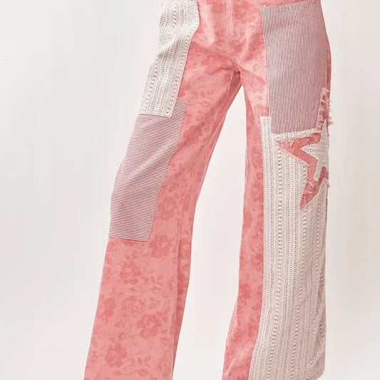 Floral Patch Red/Pink Pants