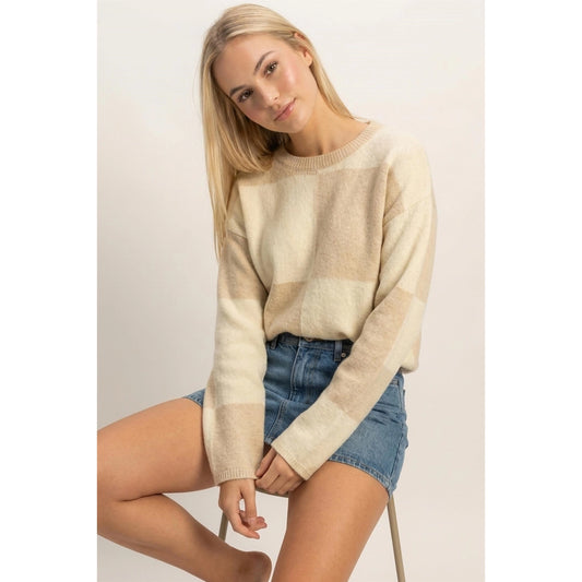Checkered Crew Neck Sweater