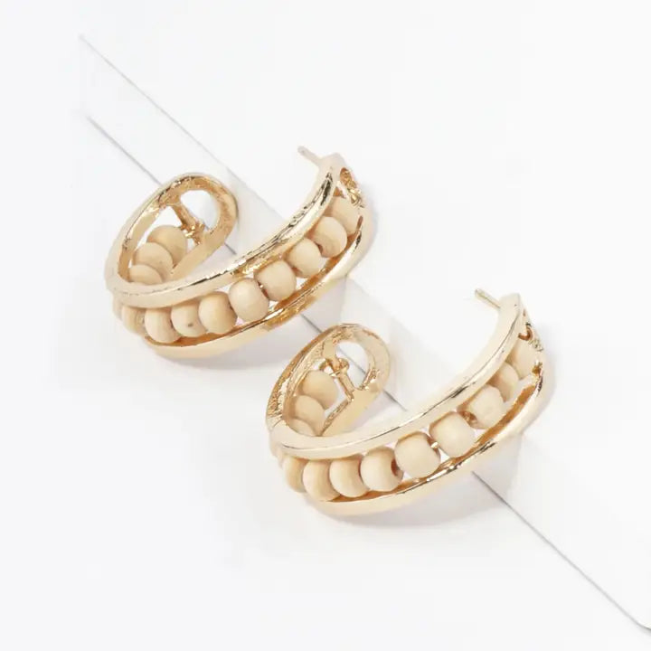 Wood Bead Loop Earrings