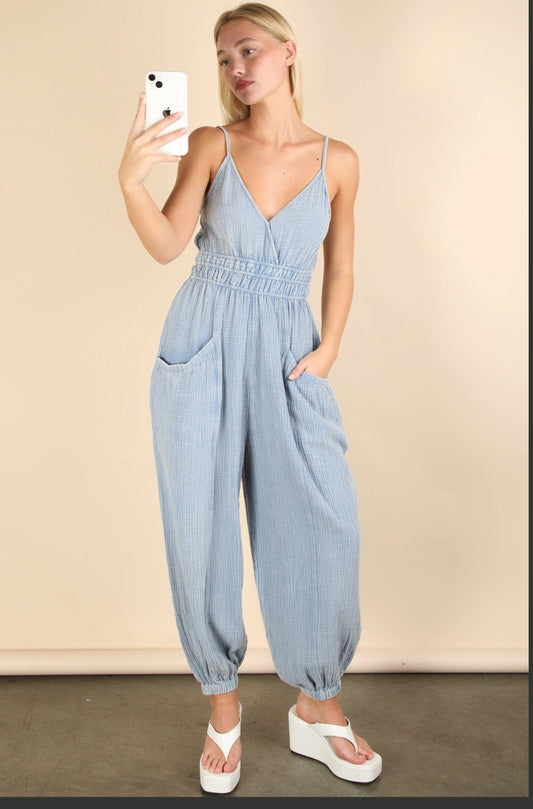 Mineral Washed Cotton Jumpsuit
