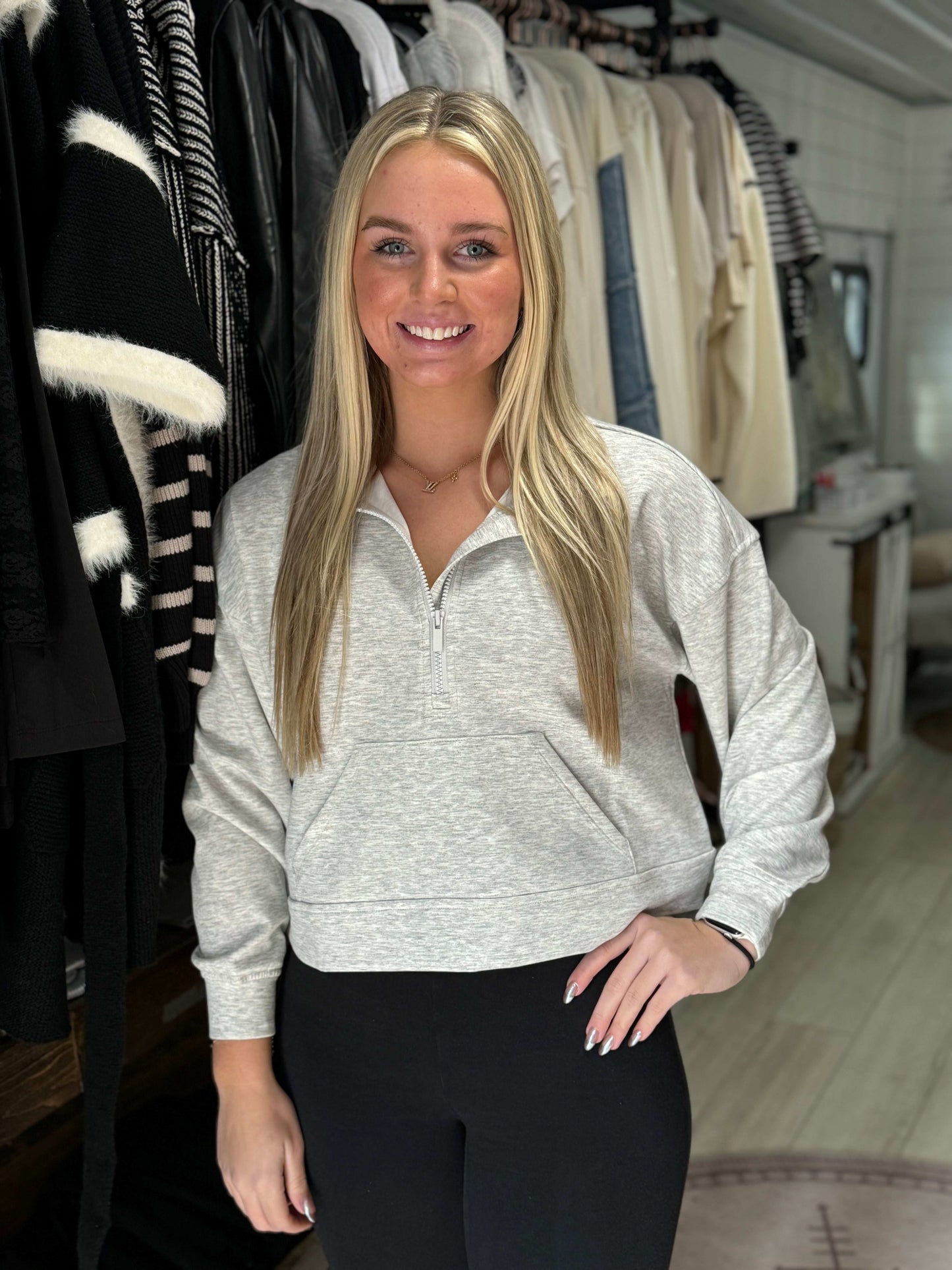 Cropped Quarter Zip Sweatshirt