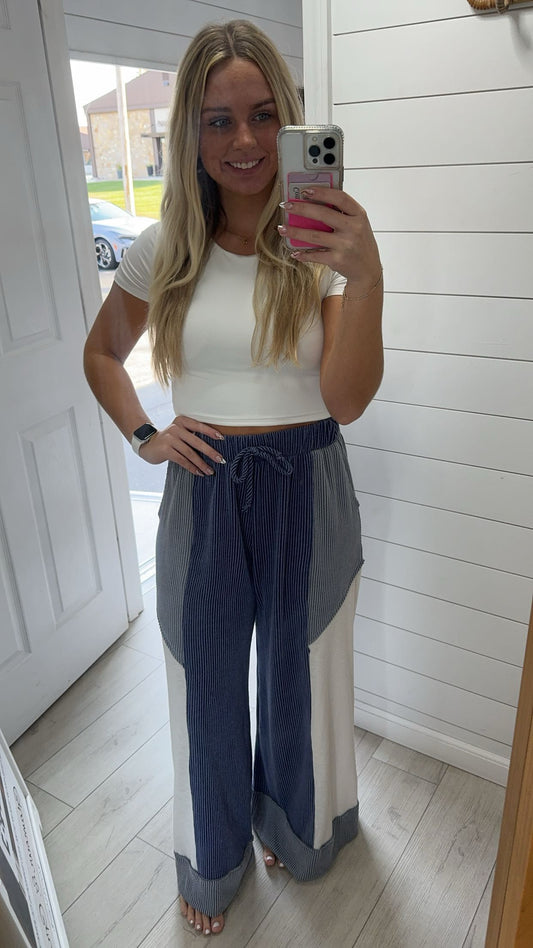 Color Block Wide Leg Pants