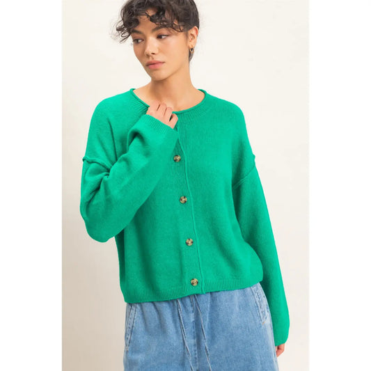 Emerald Button Up Sweater
