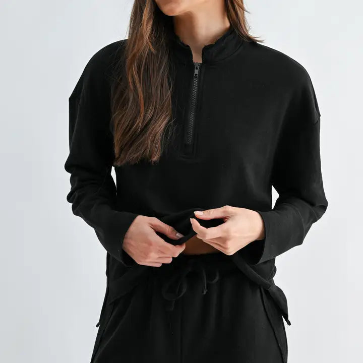 Raw Edge Half Zip Top & Shorts