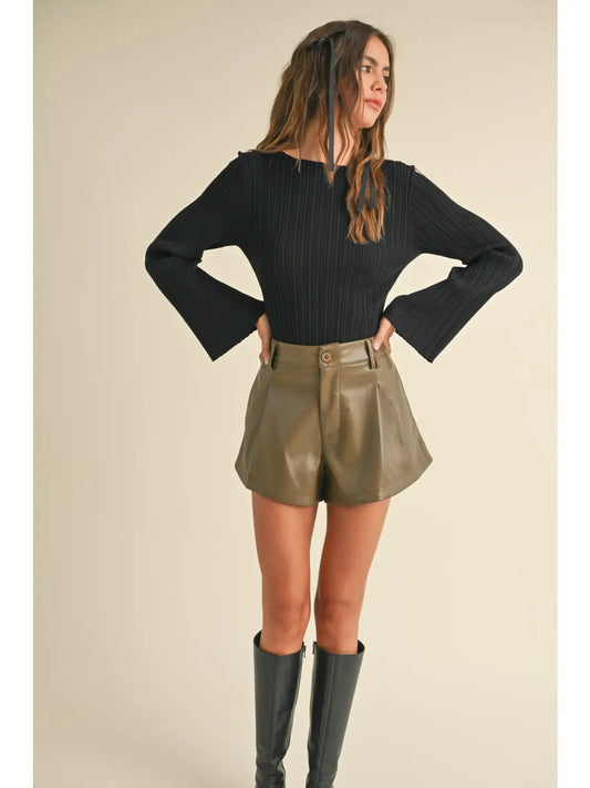 Ribbed Long Sleeve Knitted Top