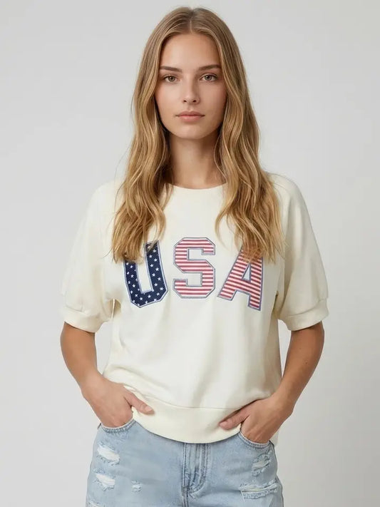 Short Sleeve USA Sweatshirt