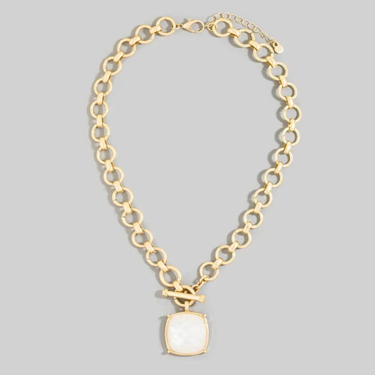 Square Stone Pendant Necklace