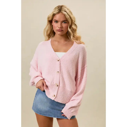 Cropped Baby Pink Cardigan