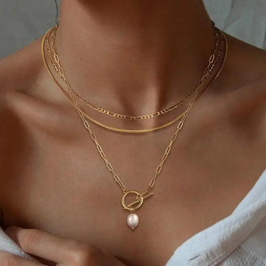 Layered Pearl Bead Necklace