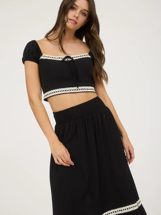 Lace Trim Skirt Set