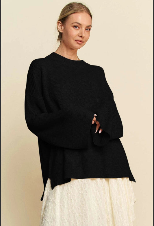 Drop Shoulder Basic Knit Sweater