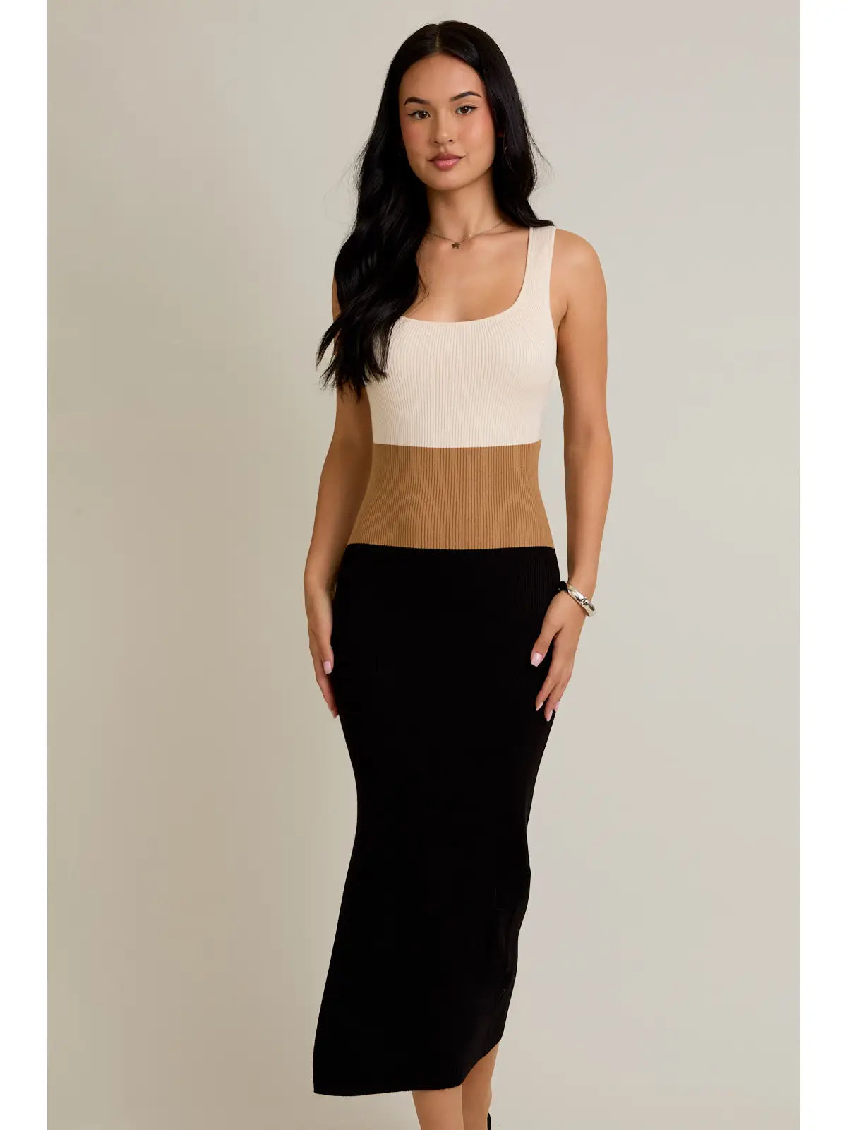 Square Neck Color Block Dress