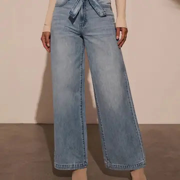 High Waist Tie Jeans