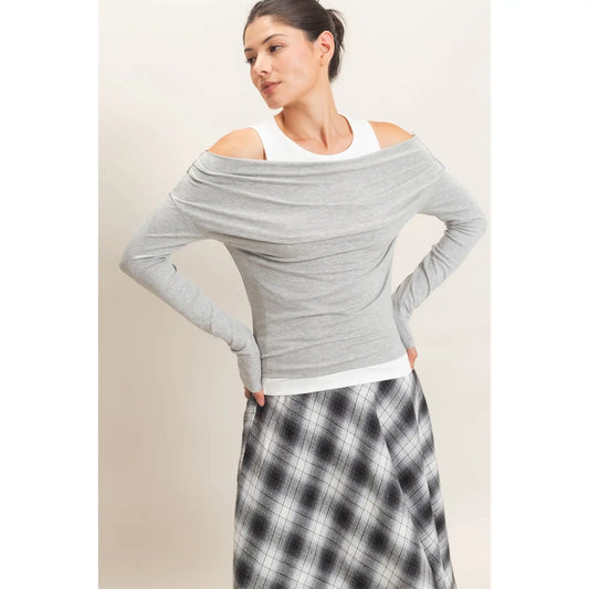 Off Shoulder Double Layer Top