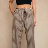 Knit Wide Leg Stripe Pants