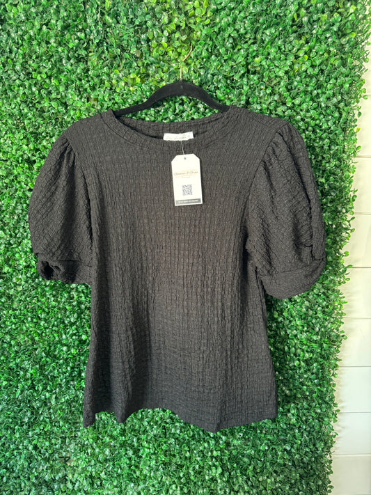 Puff Sleeve Black Shirt