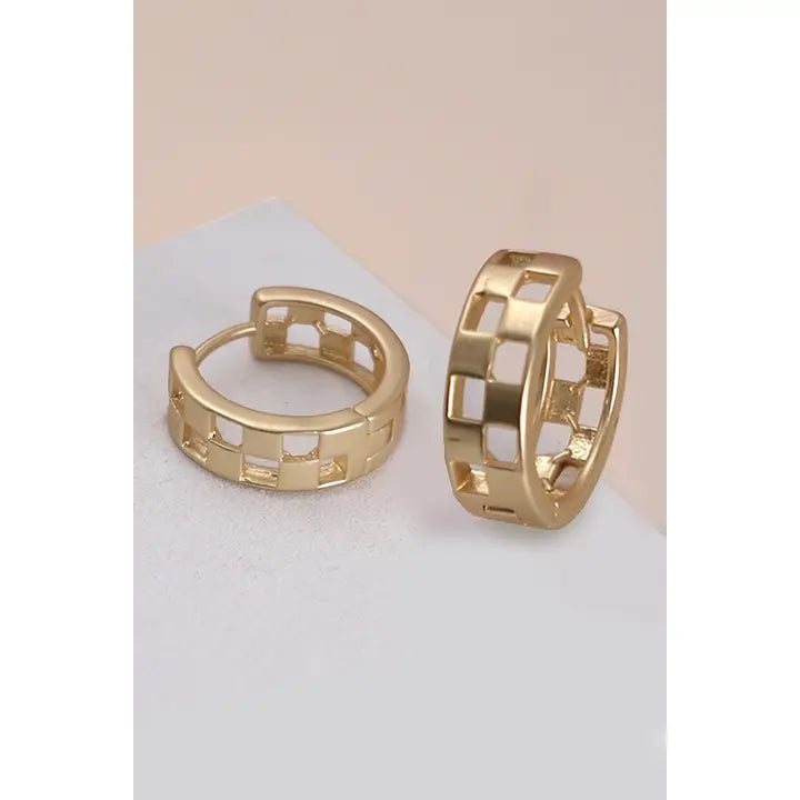 Mini Checkered Hoop Earings