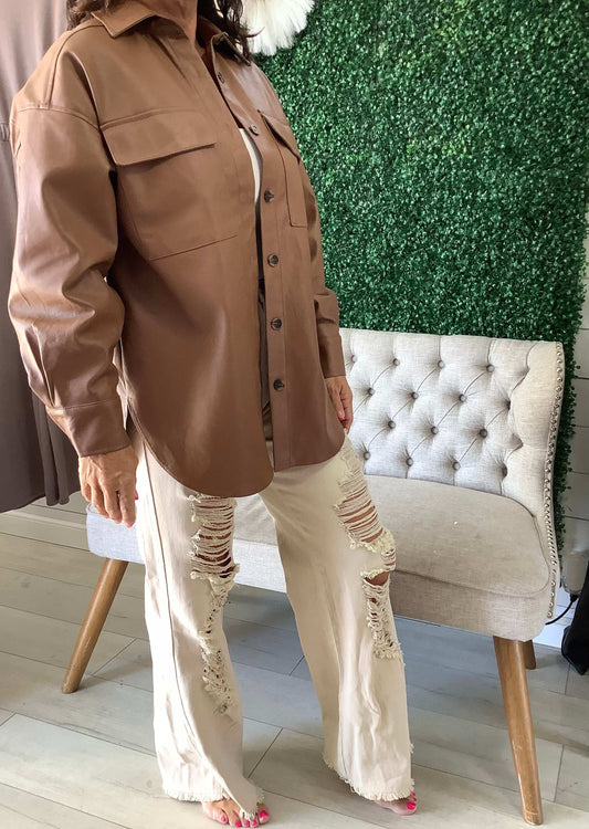 Cream Denim Frayed Denim