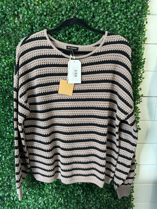 Relaxed Striped Knit Pull Over Sweater