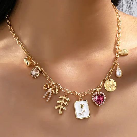 Pink Heart & Bow Necklace
