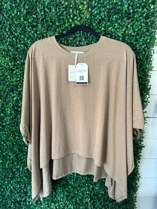 Brown Asymmetrical shirt