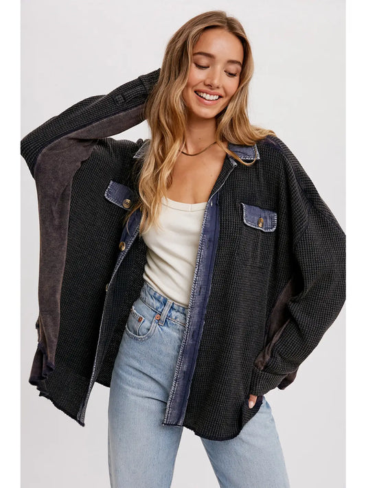 Slouchy Waffle Knit Jacket
