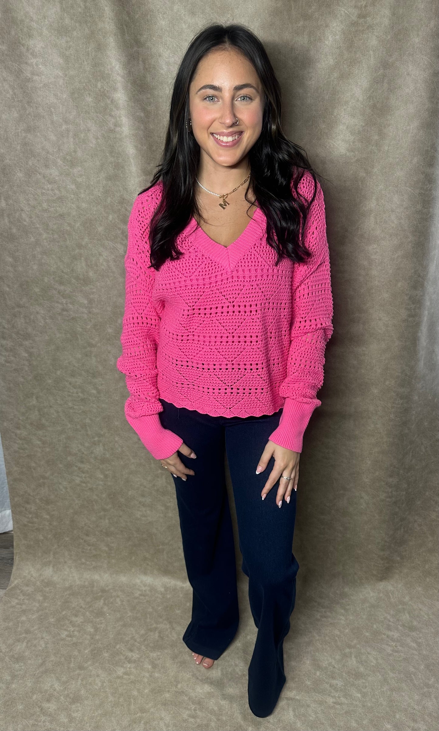 Knitted Hot Pink Sweater