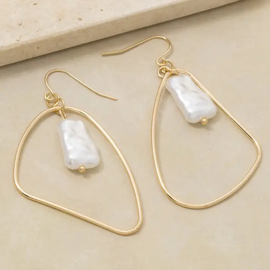 Pearl Bead Tear Drop Earrings