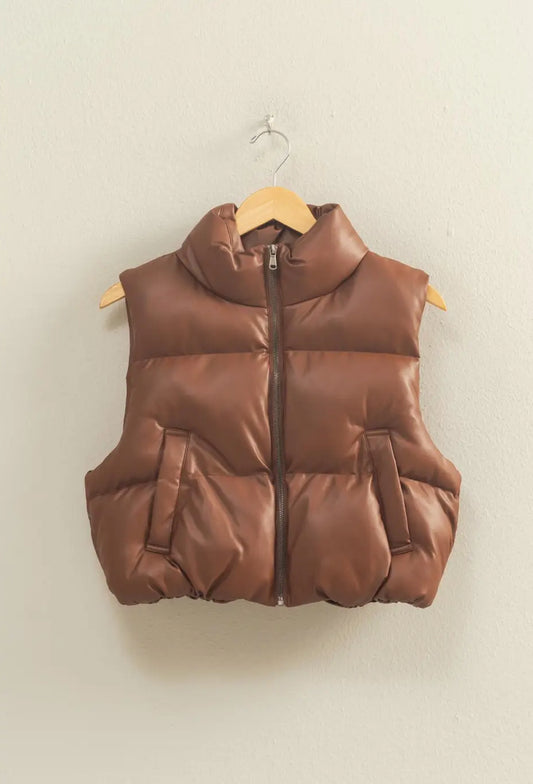 Faux Leather Brown Vest