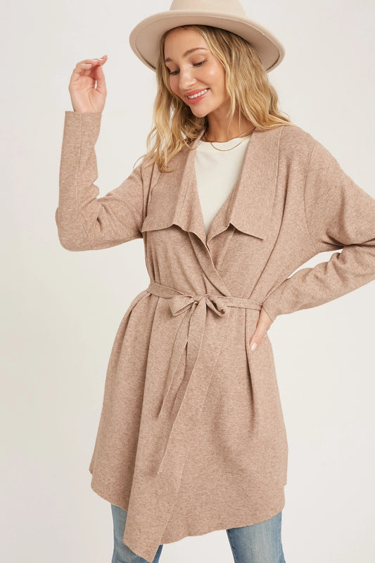 Drape Front Trench Cardigan